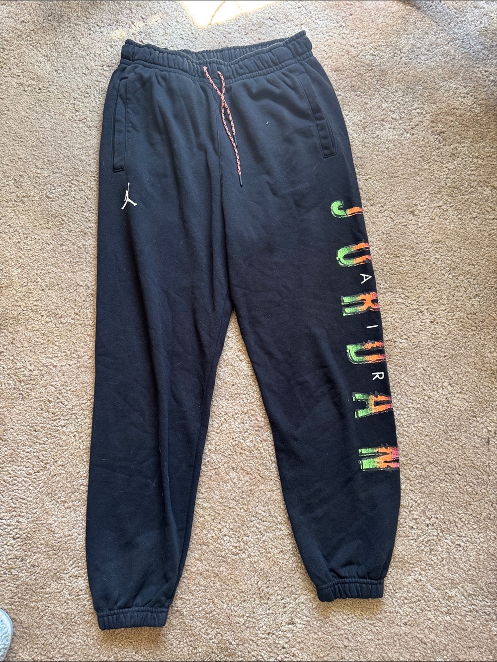 Jordan Black Sweatpants with Multicolor 'JORDAN' Side Print